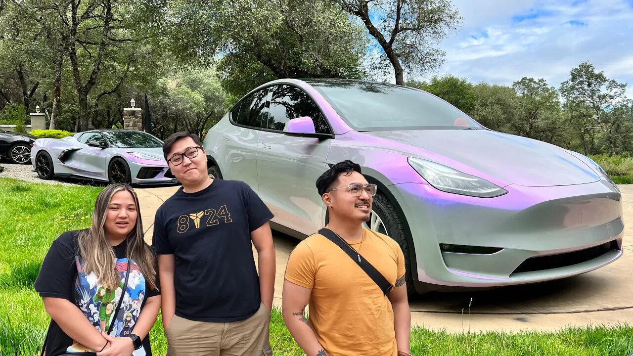 Matching His Tesla To My C8 | This Color Shifting Nardo LOOKS GOOD ON EVERYTHING