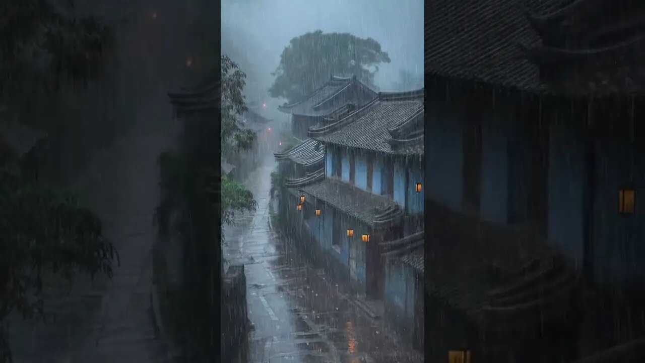 雨声助眠：大自然的声音古城大雨声帮助你快速放松BGM#rain #rainsounds #sleep #sleepmusic #shorts #shortsvideo