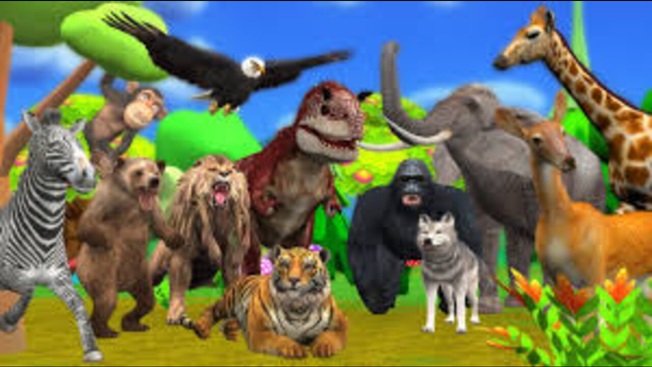 Animals Train Video For Kids Wild Animals Cartoons For Children Domestic