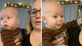 Baby Gets Adorably Startled When Mom Suddenly Starts Speaking