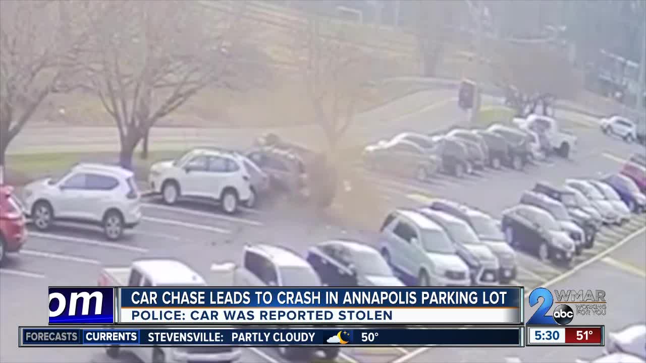 Car chase leads to crash in Annapolis parking lot