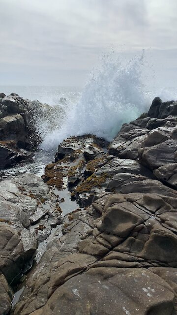 Wave crashing a shore near San Simeon California.