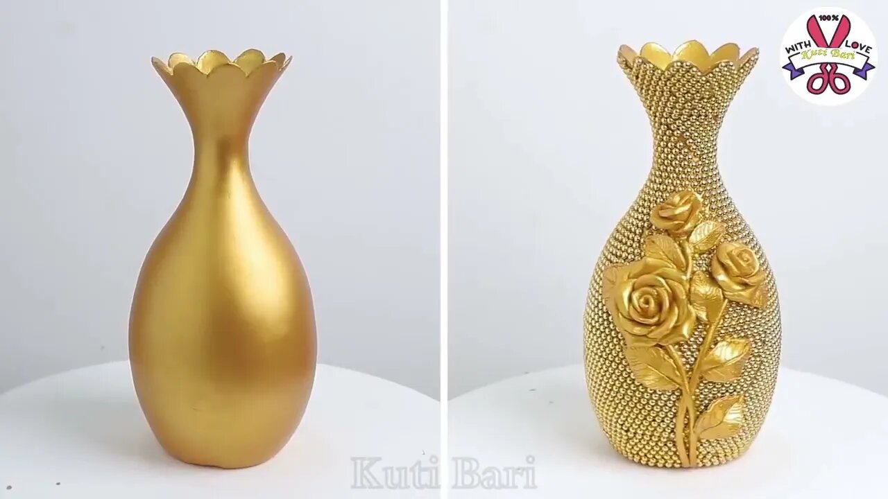 Plastic bottle flower vase making Look like ceramic vase प्लास्टिक की बोतल फूल फूलदान बना रही है