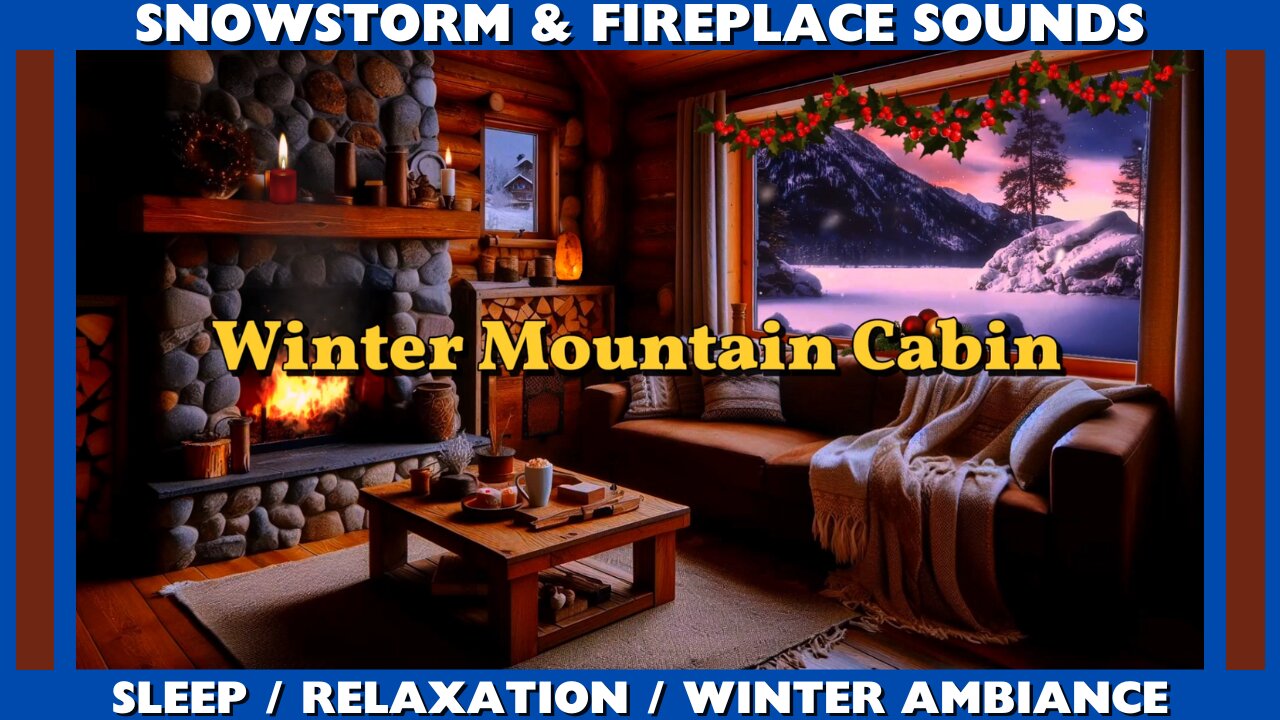 BLIZZARD & FIREPLACE SOUNDS for DEEP SLEEP - WINTER MOUNTAIN CABIN