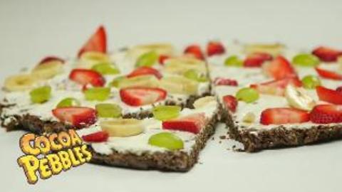 Fruit Pizza with Cocoa Pebbles Crust