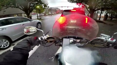 Biker on a Cold, Rainy Day