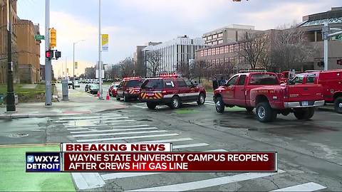 Gas main break capped at Wayne State University in Detroit, campus reopened