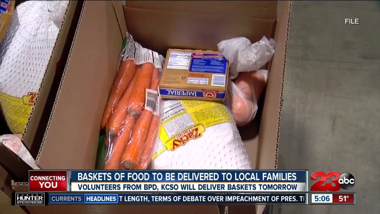 Baskets of food to be delivered to local families