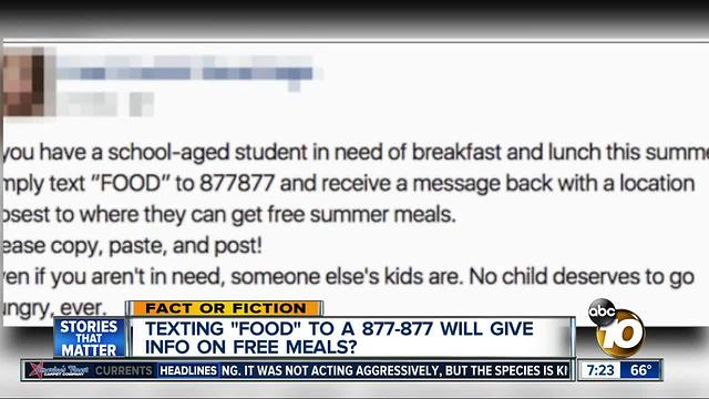 Send a text for free meals?