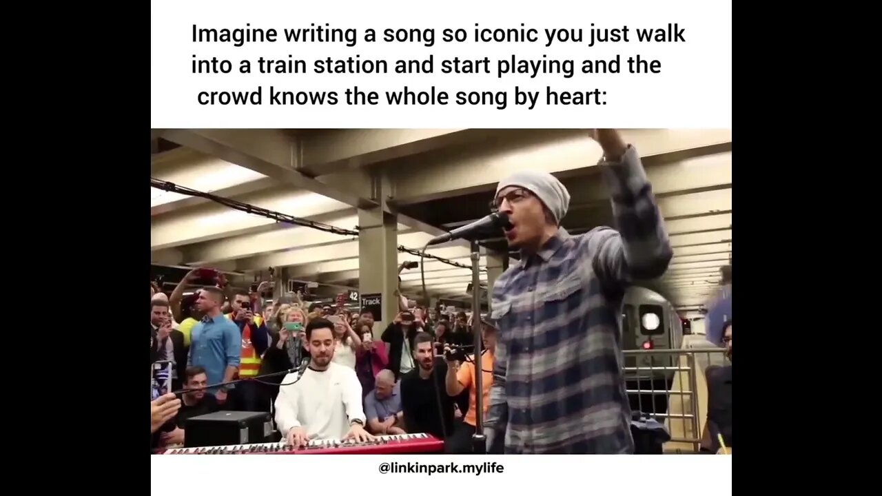 Entire train station sings along to this song