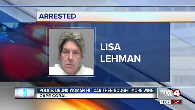 Drunk woman crashes car in parking lot, buys more wine