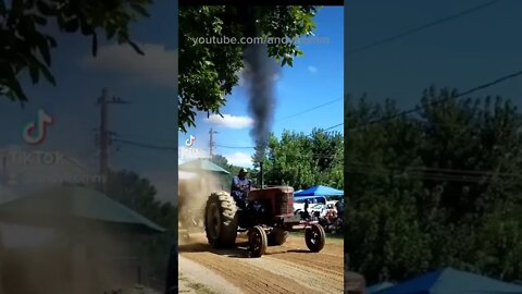 4bt Cummins Powered Farmall M SledPulling on a Gravel Track