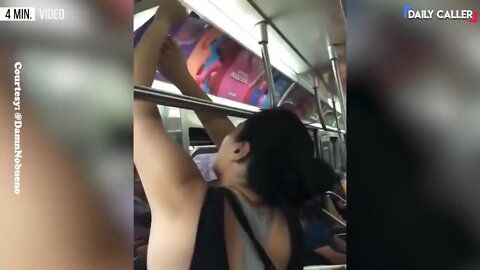 Woman Tears Up WOKE ADS on Subway Train