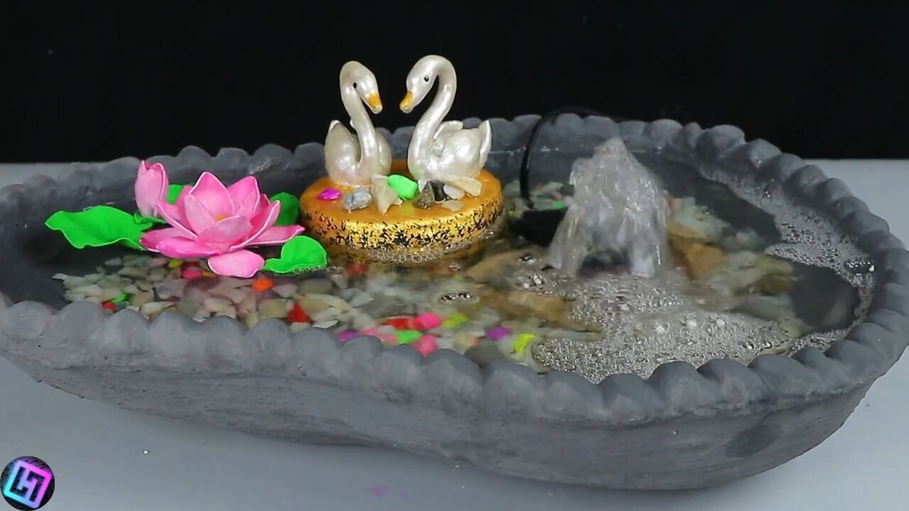 how to make water fountain at home with cement | Easy and beautiful fountain waterfall |