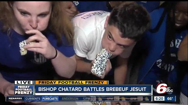 Donut eating contest at Bishop Chatard pep rally