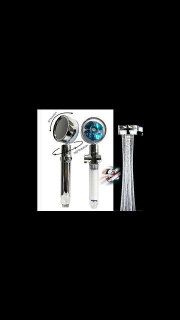 Shower Head Water Saving Flow 360 Degrees Rotating With Small Fan👆