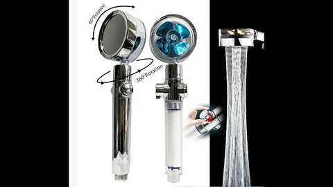 Shower Head Water Saving Flow 360 Degrees Rotating With Small Fan👆