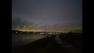 Overlooking a river at night