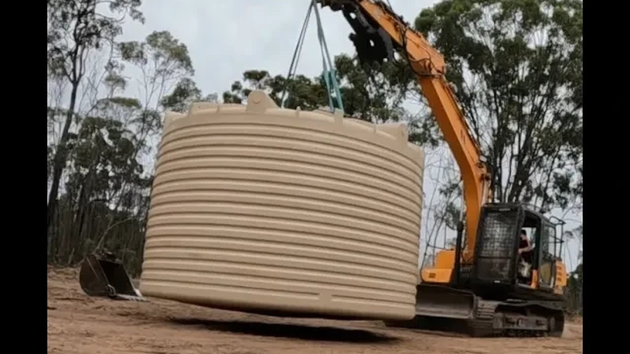 Moving the tank into position #tank #bush #farm #watertank #offgridhomestead #offgridliving #offgrid