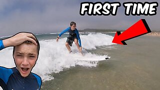Skater Tries Surfing for the First Time