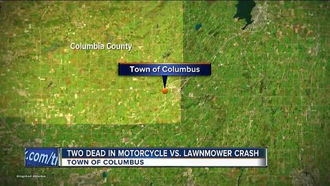 Two dead in motorcycle vs. lawnmower crash