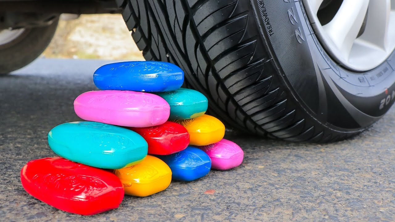 Squashing Crunchy and Soft Things! Soap VS Car Wheel