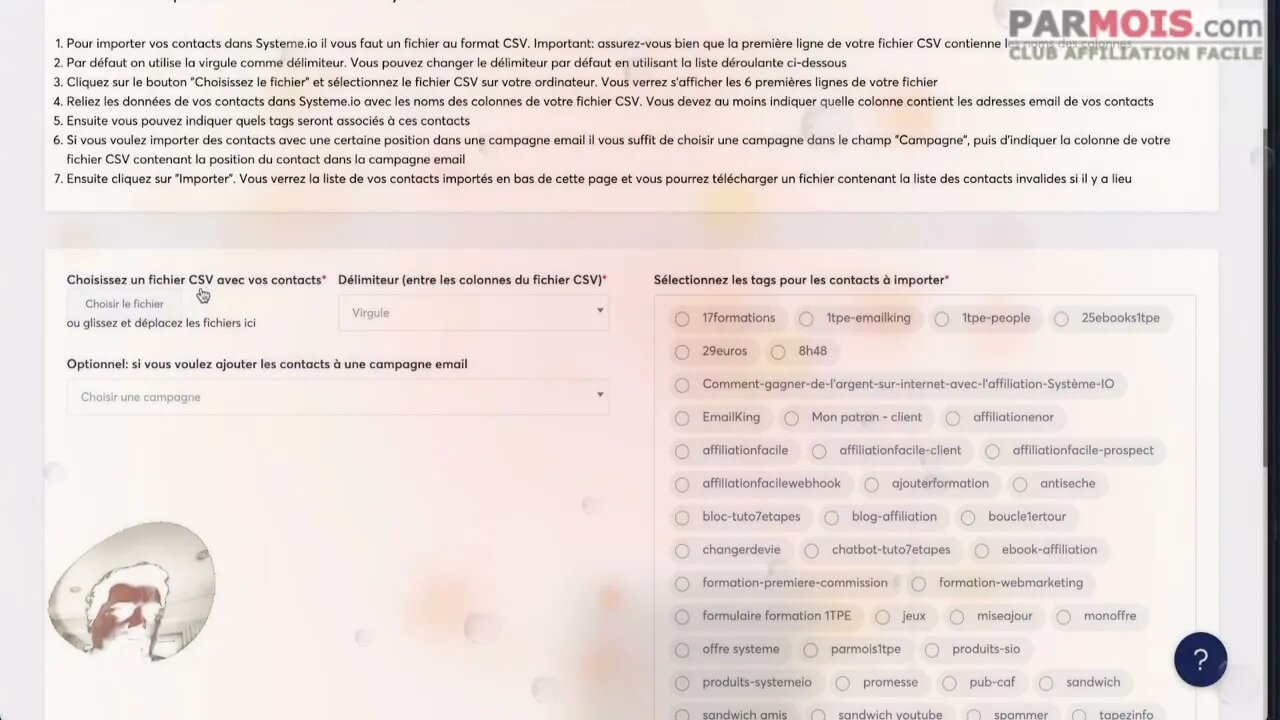 🥲. Comment importer des contacts email dans sa machine AFFILIATION FACILE ?... 🥸