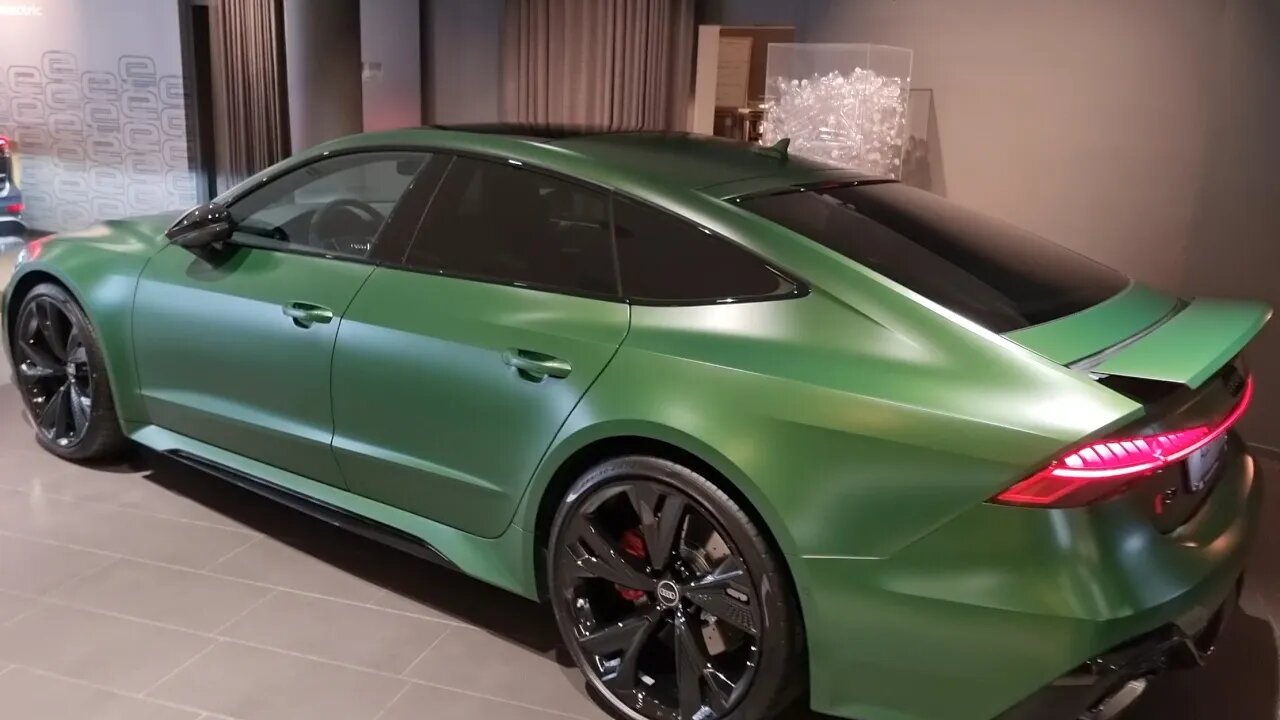 Audi RS7 Exclusive Sonoma Green Matt at Audi Studios Stockholm Sweden [4k 60p]