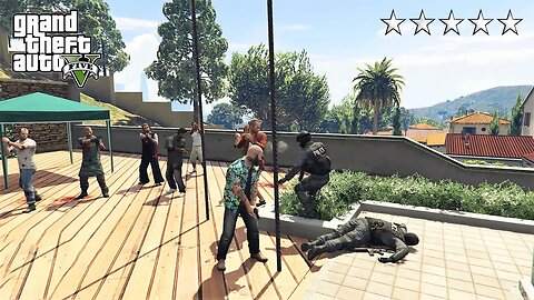 GTA 5 - Michael And Friends FIVE STAR WM 29 PISTOL COP BATTLE! (GTA V Funny Moments)