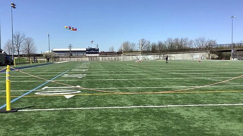 Steve Anderson flying his stack of 4 line Revolution kites in Wheaton, IL