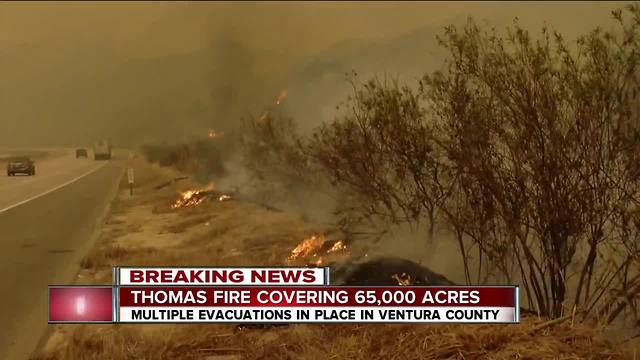 Thomas Fire burning near 101 freeway