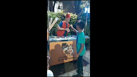 Enjoying Turkish Ice cream