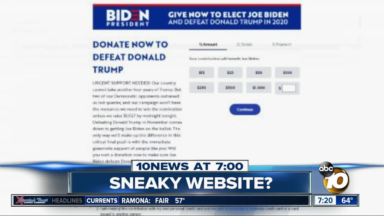 Berniesander.com takes you to a Joe Biden donation page?