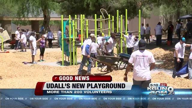 More than 200 volunteers are building a new playground at Udall Park
