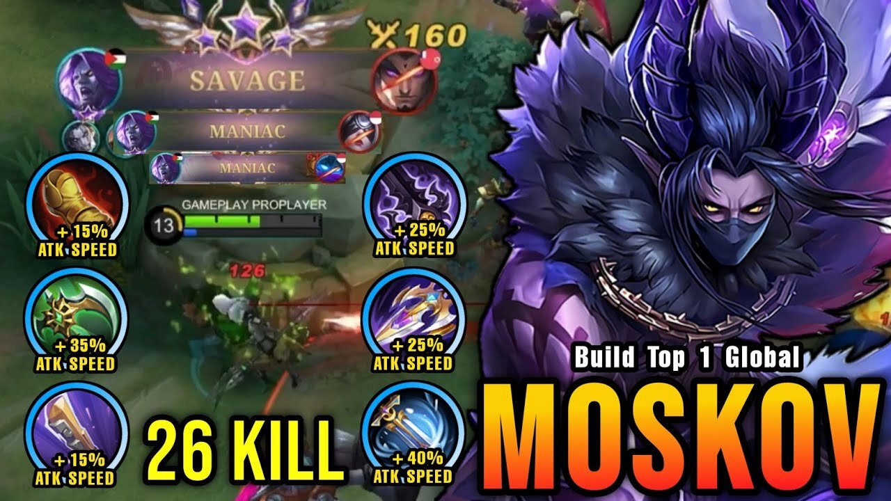 (TRY THIS) Build the top 1 Global Moskov ~ MLBB - 26 Kills Moskov Full ATK Speed Build = SAVAGE!!