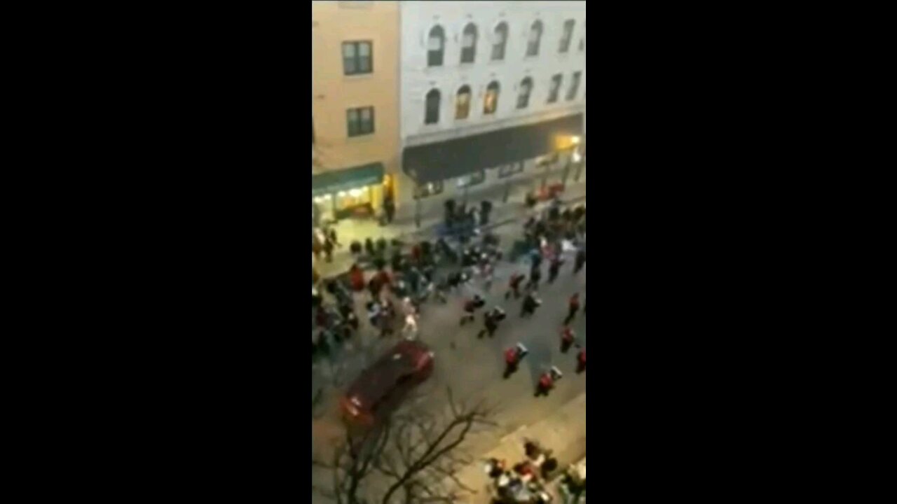 Caution ⚠️ graphic truck plows into Christmas parade.