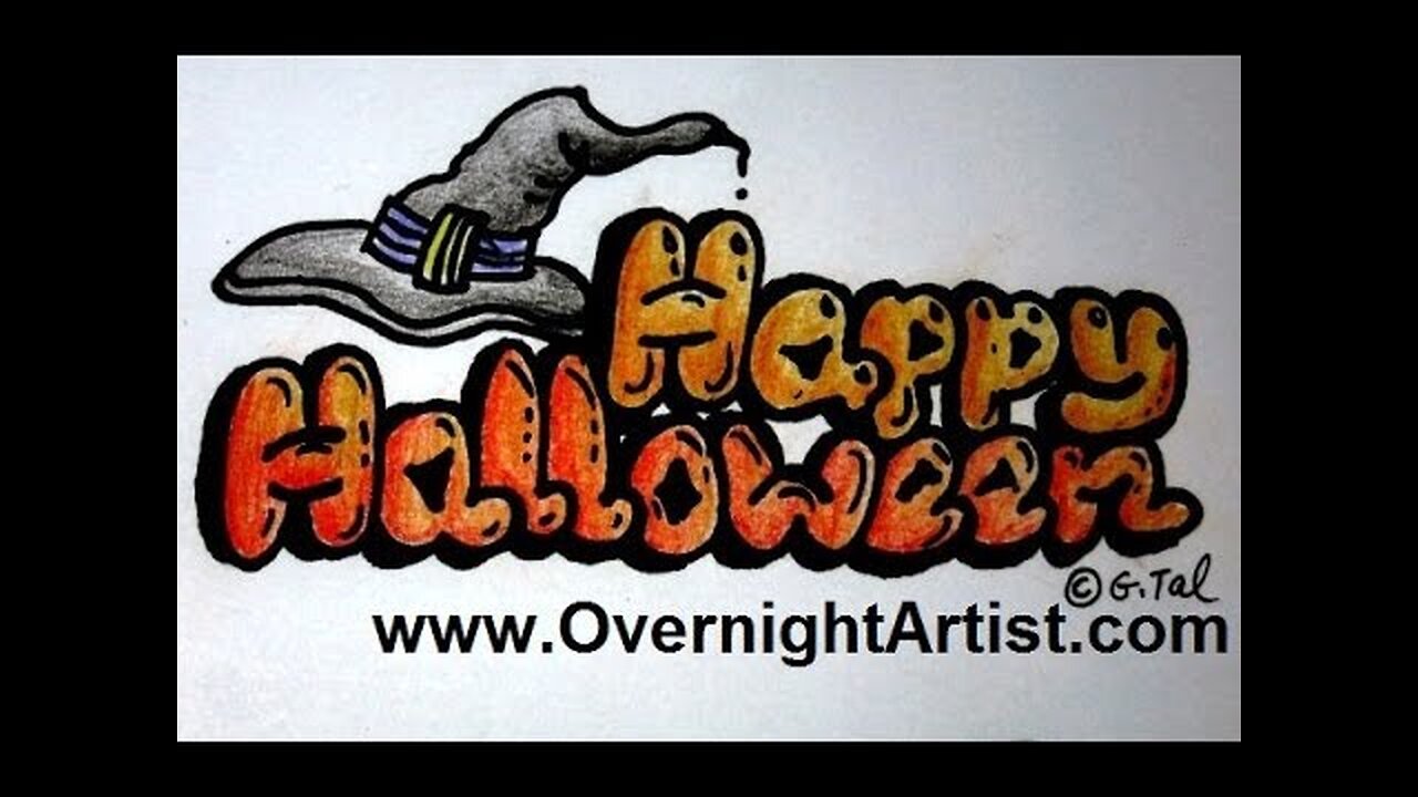 Draw Halloween - Draw Happy Halloween Bubble Letters Step By Step