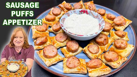 Chicken SAUSAGE PUFFS Appetizer with Creamy Dipping Sauce