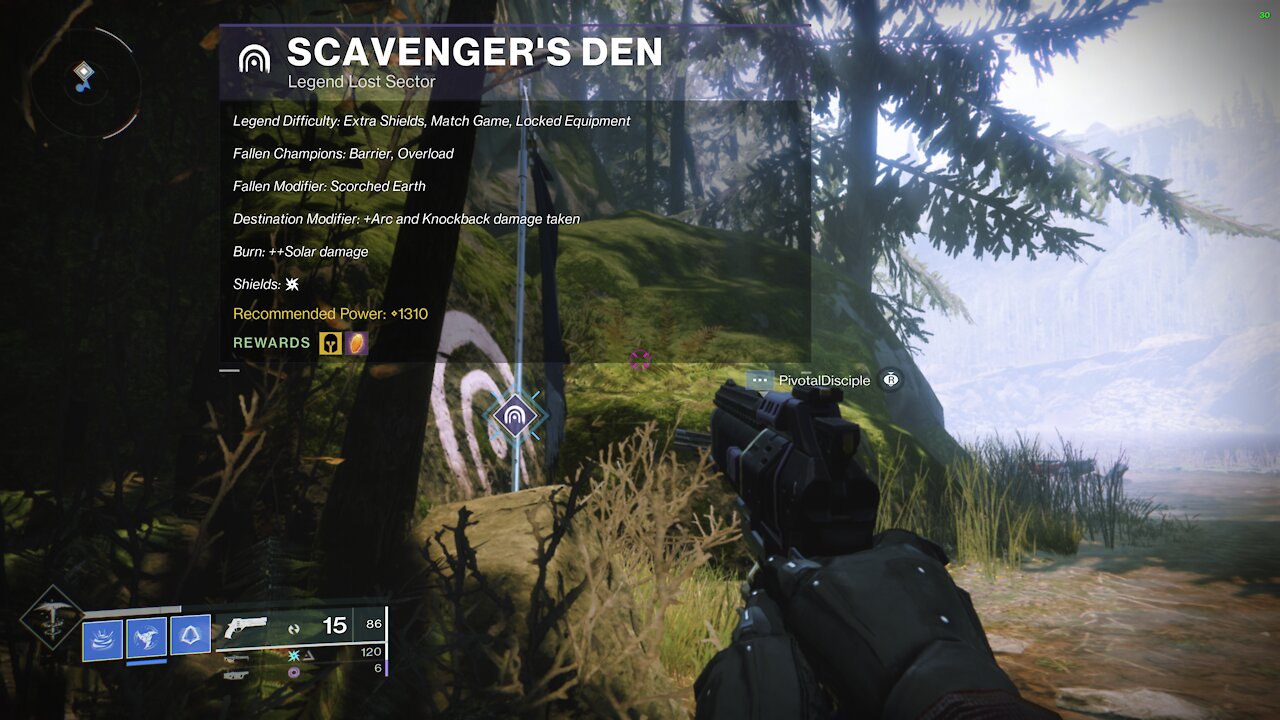 Destiny 2- Legend Lost Sector in the EDZ-Scavenger's Den 6-8-21