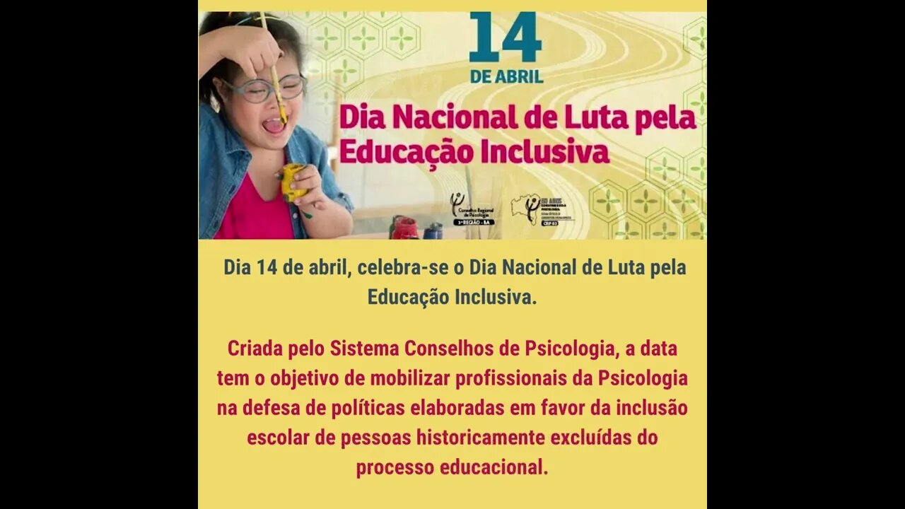DIA 14 DE ABRIL - DIA DA EDUCAÇÃO INCLUSIVA