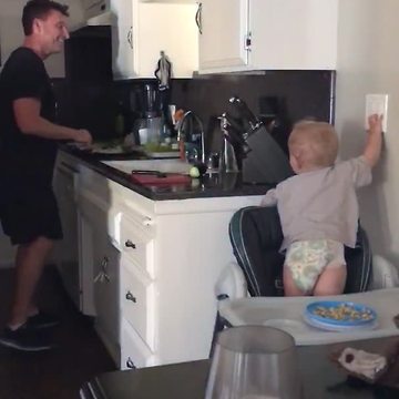 Baby Boy Turns Off Light Switch