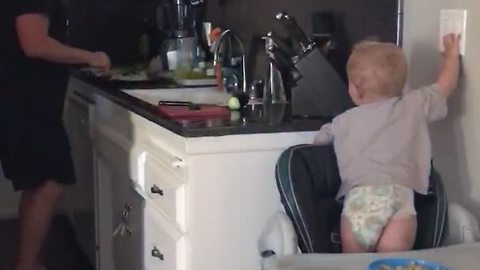 Baby Boy Turns Off Light Switch