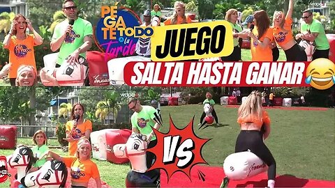 Juego salta hasta llegar a la meta en el caballo #juegos #puertorico #juegosfamiliares #inflatables