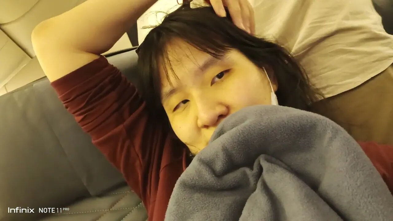 just awake after sleep at plane