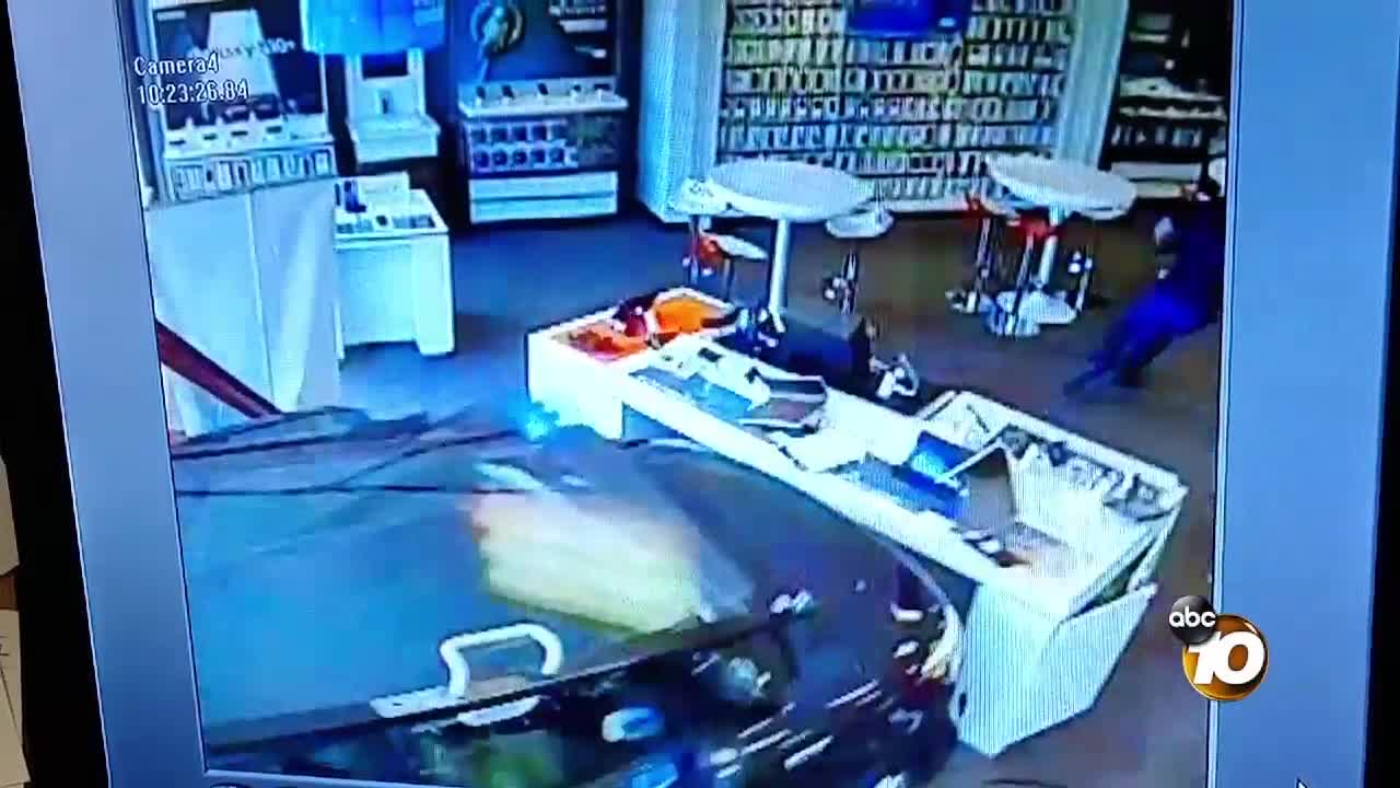 Caught on camera: Car crashes into Escondido store