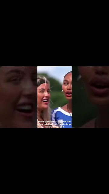 Love Island@ Zach is happy as four of the girls kiss him in the challenge #shorts #loveisland