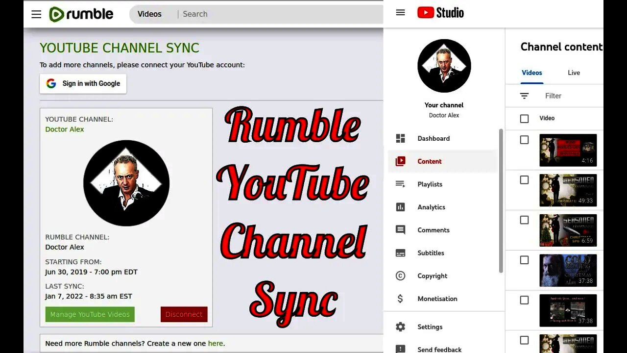 Rumble YouTube Channel Sync !