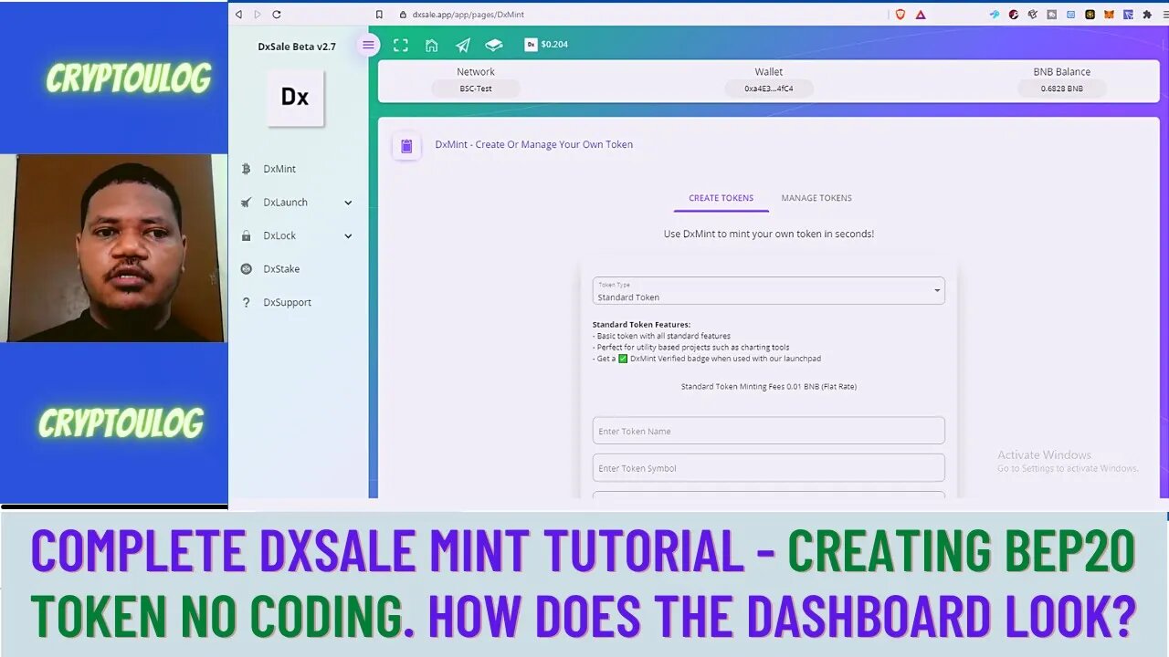 Complete Dxsale Mint Tutorial - Creating Bep20 Token No Coding. How Does The Dashboard Look?