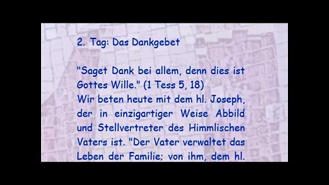 2. Tag: Das Dankgebet Novene zu Ehren Gott Vater