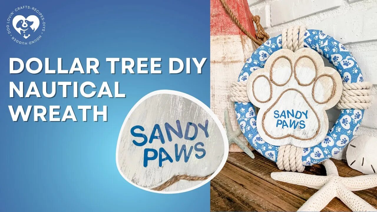 Dollar Tree DIY Sandy Paws Wreath